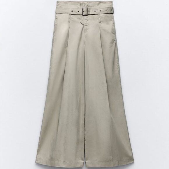 ZARA BELTED FULL-LENGTH PANTS WIDE LEG - Picture 5 of 12